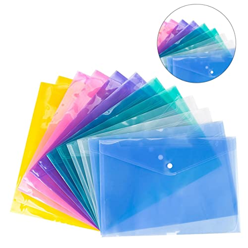 NAMOARLY 12 Stück Dokumententasche mit Schnappverschluss aufbewahrungssack verstausack bürozubehör Schreibtisch-Organizer Aktenorganisator Büroordner transparente Mappe für Papiere Blue von NAMOARLY