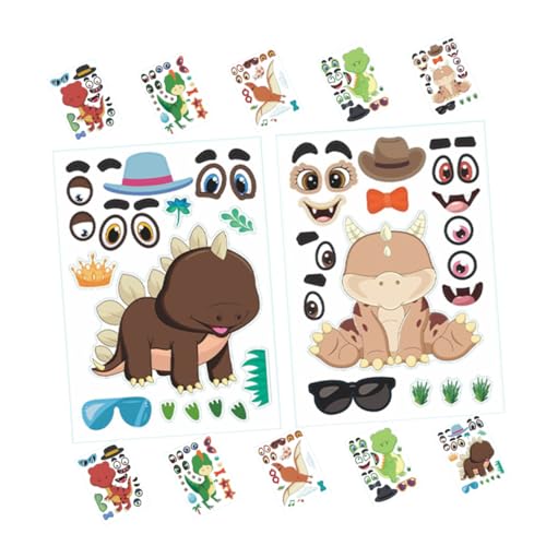 NAMOARLY 12blätter Dinosaurier Aufkleber Für Junge Mädchen Lustige Wiederverwendbare Puzzle-Sticker Für Kreative Bastelprojekte Und Geburtstagsfeiern Dekoration Für von NAMOARLY