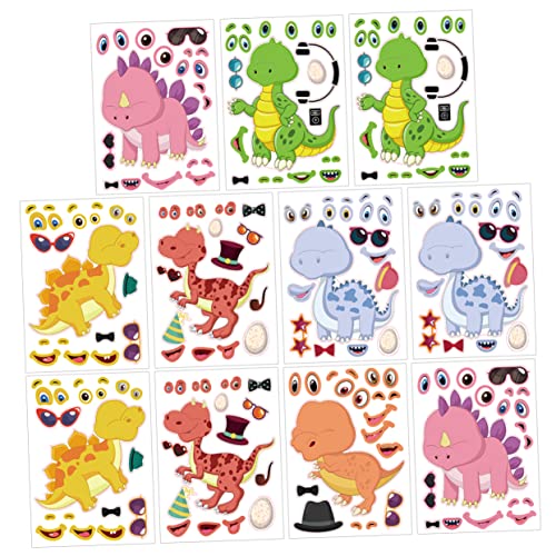 NAMOARLY 12blätter Dinosaurier Sticker Für Kreative Puzzle Aufkleber Zum Gestalten Und Dekorieren Von Dinosaurier Partys Selbstklebend Und Wiederverwendbar Für Unvergessliche von NAMOARLY