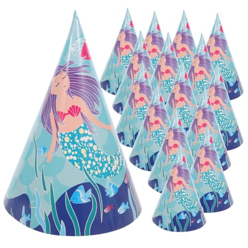 NAMOARLY Kinderhüte 16St Partyhüte für Kinder Geburtstags-Cartoon-Hüte Haarschmuck für Babys Babymütze Kegel aus Papier für Kinder Kindergeburtstag Kegel Geburtstagshut Meerjungfrau von NAMOARLY