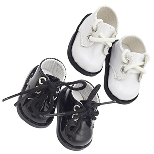 NAMOARLY 2 Paare Puppen -Turnschuhe Puppenschuhe klein Plüsch Mini-Schuh- dekorativ Puppen Kleidung Puppen Klamotten Puppenkunst Puppenfans Schuhe Miniatur-Schuhe Leder von NAMOARLY