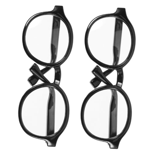 NAMOARLY 2 Stück Mini Brille für Puppen Schwarze Rahmen mit Transparenten Gläsern Geeignet für Baumwollpuppen Vielseitiges Puppenzubehör für Bastel Anziehspiele von NAMOARLY