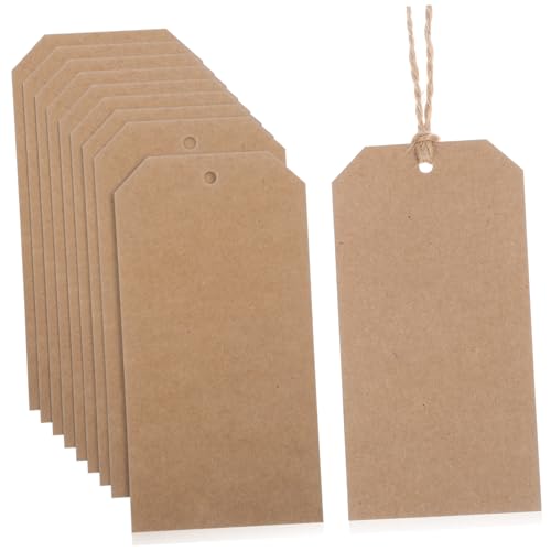 NAMOARLY 200Stücke Hängende Etiketten aus Kraftpapier mit Jute Schnur Vielseitige Kleidungsanhänger Versandetiketten für DIY Projekte Beschriftungen Stabil von NAMOARLY