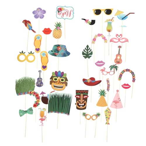 NAMOARLY 36 Stücke Hawaiian Party Photo Booth Requisiten Tropical Strand Thema Party Supplies Jungen und Mädchen Favor Dekorationen Dekorationen von NAMOARLY
