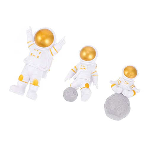 NAMOARLY 3Stücke Astronauten Kuchen Dekorationen Goldene Astronaut Statuen Für Weltraum Themenpartys Home Desktop Verzierungen Und Kindergeburtstage Hochwertige Figuren von NAMOARLY