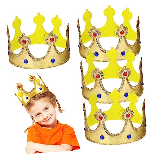 NAMOARLY 4 Stück Kronenhüte Für Kindergeburtstage – Happy Birthday-partyhüte Für Kinder Partygeschenke Dekorationen Stoffhut-requisiten von NAMOARLY