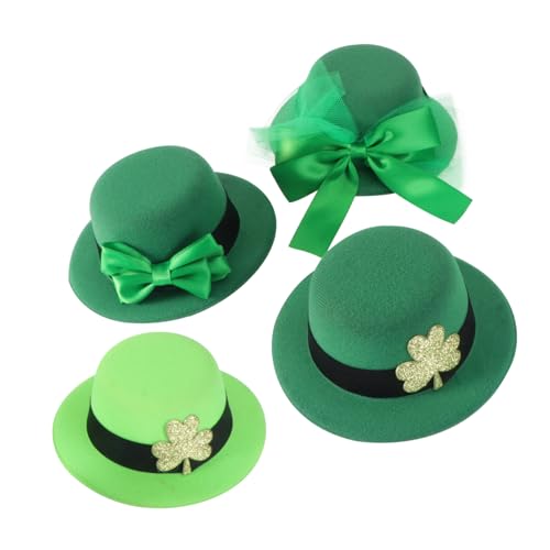 NAMOARLY 4 Stück Patrick's Day Haaraccessoires Mini Hüte Haarklammern mit Schleifen und Kleeblatt Grün für Kostümpartys und Feierlichkeiten NAMOARLY 4 Stück Patrick's Day Haaraccessoires Mini Hüte Haarklammern mit Schleifen und Kleeblatt Grün für Kostümpartys und Feierlichkeiten von NAMOARLY