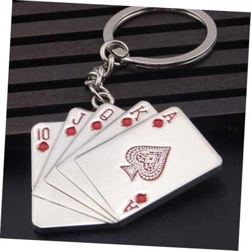 NAMOARLY 4 Stück Poker Schlüsselanhänger aus Metall mit Spielkarten Anhänger Kreatives Design Langlebig und Leicht Perfektes Glücksbringer Geschenk für Kartenspieler und Partyzubehör von NAMOARLY