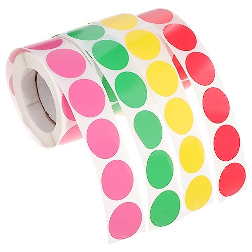 NAMOARLY 4Rollen Bunte Punktaufkleber Selbstklebende Farbige Etiketten Runde Klebepunkte für Beschriftung Organisation und Farbcode für Büro Schule und Zuhause von NAMOARLY