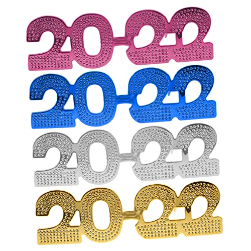NAMOARLY 4Stücke Partyg Läser Für Neujahrsfeier Foto Requisiten Für Lustige Feiern Und Events Brillen Für Silvester Und Festlichkeiten von NAMOARLY