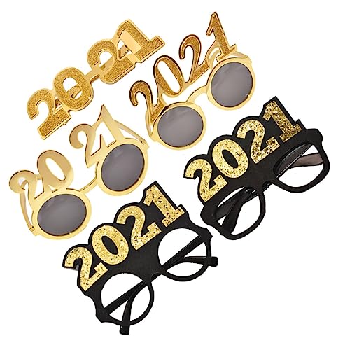NAMOARLY Foto-Requisiten 5 Stück 2021 Glitzernde Zahlenbrille Party- Foto-requisite Für Das Neue Jahr Zahlenbrillenparty Brillen Foto Requisit Quadratischer Rahmen Schokoriegel Anzahl von NAMOARLY