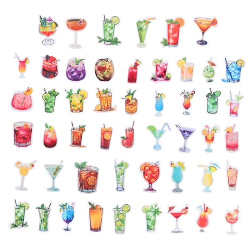 NAMOARLY 50 Stück Cocktail Aufkleber für Gläser und Flaschen DIY Dekorative Sticker für Scrapbooking Wasserflaschen und Kreative Projekte von NAMOARLY