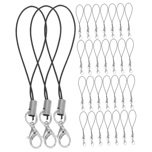 NAMOARLY 50 Stück Lobster Claw Clasp Phone Strap Schwarz für DIY Schmuckherstellung Vielseitige Schlüsselanhänger Handyanhänger und Bastelzubehör Praktische Trageschlaufe für Smartphones von NAMOARLY