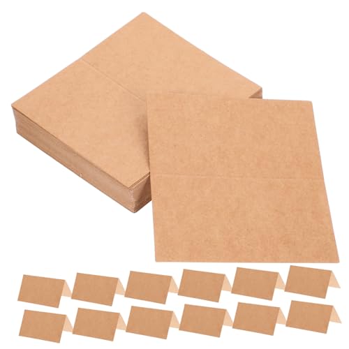 NAMOARLY 50Stücke Tischkarten Aus Kraftpapier Faltbare Namensschilder Für Hochzeiten Rustikale Zeltkarten Für Tischdekoration Und Sitzplatzzuweisung von NAMOARLY