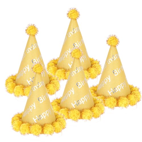 NAMOARLY 5St Partyhut Kleinkind Mütze Kinderhelm Kappen geburtstagsgeschenk lustig lustige geburtstagsgeschenke Geburtstagsmützen für Kegelhut für Geburtstagsfeiern Haarball Golden NAMOARLY 5St Partyhut Kleinkind Mütze Kinderhelm Kappen geburtstagsgeschenk lustig lustige geburtstagsgeschenke Geburtstagsmützen für Kegelhut für Geburtstagsfeiern Haarball Golden von NAMOARLY