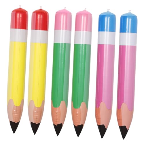 NAMOARLY 6 Stück Aufblasbare Jumbo Bleistifte Teiliges PVC Riesen Bleistiftballons in Gelb Grün für Schulanfang Klassenzimmer Dekoration Kinderparty von NAMOARLY
