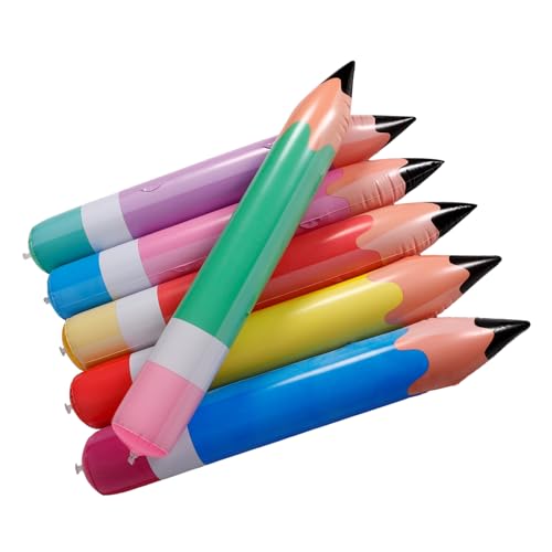 NAMOARLY 6 Stück Teiliges Großer Aufblasbarer PVC Bleistifte in Farben Leichte und Reißfeste Schulparty Deko als Fotorequisite und Raumdekoration für Klassenzimmer und Feierlichkeiten von NAMOARLY