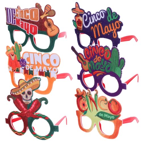NAMOARLY 6st Partybrille Fiesta-papierbrille Karneval-brille Fiesta-brille Fiesta-partyzubehör Fiesta-party-brille Brillendekorationen Karneval-fotokabinen-requisiten Bilden Gefühlt Plastik von NAMOARLY