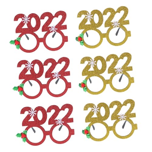 NAMOARLY 6Stücke Neue Jahr Brillen Kreative Kunststoffbrillen Für Partys Feiertagsdekoration Und Lustige Accessoires Für Silvester Und Weihnachten von NAMOARLY