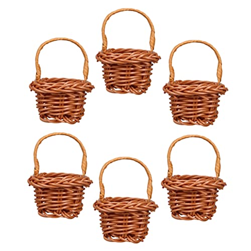 NAMOARLY 6stücke Mini Geflochtener Korb Handgefertigter Blumenkorb Für Hochzeiten Dekorativer Mini Aufbewahrungskorb Für Puppenhaus Fotodeko Vielseitige Körbe Für Süßigkeiten Blumen von NAMOARLY