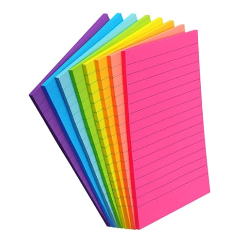 NAMOARLY 8 Stück Teiliges Haftnotizen mit Linierten Fluoreszierenden Kleine Praktische Memo Pads Selbstklebend und Tragbar für Schule Büro und Zuhause zur und Aufgabenplanung von NAMOARLY
