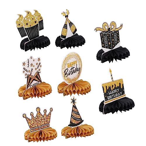 NAMOARLY 8 Stück Wabenkugel Aus Schwarzgold Waben-Topper Geburtstags-wabendekorationen Bienenwabe Tischdekoration Zum Geburtstag Geburtstags-waben-mittelstücke Geburtstag Wabendekor Papier von NAMOARLY