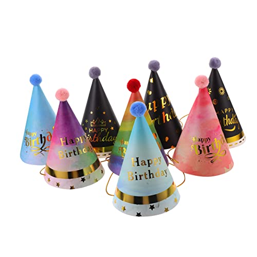 NAMOARLY 8St Hut Geburtstagsparty-Hüte für Kinder Partyhüte für Kinder tortendeko einschulung Tiara Partyhüte zum Kindergeburtstag Kegelhüte für Geburtstagsfeiern Kleid Kopfbedeckung Gürtel von NAMOARLY