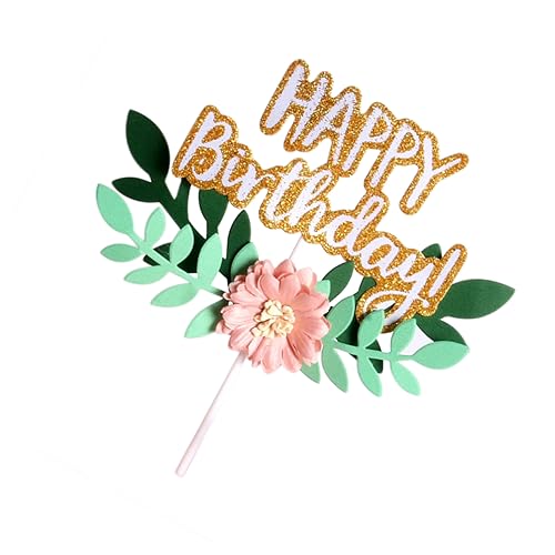 NAMOARLY Happy Birthday Blumenblätter Kuchen Topper Dekoration Mit Stab Zum Einlegen Für Festliche Anlässe Und Geburtstagsfeiern NAMOARLY Happy Birthday Blumenblätter Kuchen Topper Dekoration Mit Stab Zum Einlegen Für Festliche Anlässe Und Geburtstagsfeiern von NAMOARLY