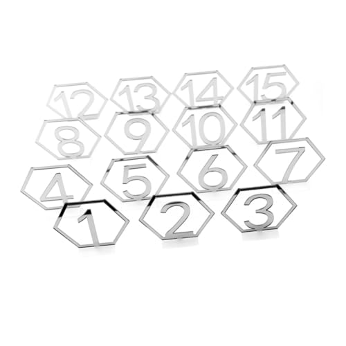 NAMOARLY Hohlraum Tischnummern Sechseckige Silberne Tischkarten Dekoration für Hochzeit Bankett Wiederverwendbare Tischtafeln mit Geometrischem Design Stilvolle Tischnummerierung NAMOARLY Hohlraum Tischnummern Sechseckige Silberne Tischkarten Dekoration für Hochzeit Bankett Wiederverwendbare Tischtafeln mit Geometrischem Design Stilvolle Tischnummerierung von NAMOARLY
