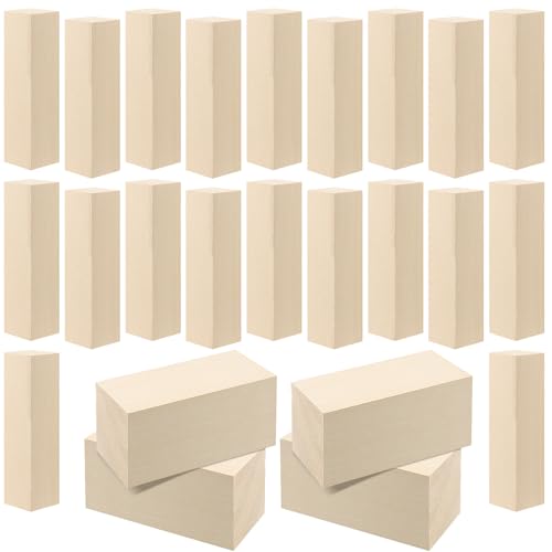 NAMYEUT 24 Stück Schnitzholz, 2 Größen Lindenholz Rohlinge Holzrohlinge Holzblöcke zum Basteln, Natürlicher Massivholzblock Balsaholz zum Schnitzen, 10x2,5x2,5cm und 10x5x5cm NAMYEUT 24 Stück Schnitzholz, 2 Größen Lindenholz Rohlinge Holzrohlinge Holzblöcke zum Basteln, Natürlicher Massivholzblock Balsaholz zum Schnitzen, 10x2,5x2,5cm und 10x5x5cm von NAMYEUT