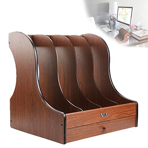 NANANA Schreibtisch-ordnungsmappe mit 4 Fächern, Dokumentenablage Holz, Büro Stehsammler, 4 Steckplätze und 1 Schublade, Stehordner Briefablage Halter für Magazin, Ordner, File NANANA Schreibtisch-ordnungsmappe mit 4 Fächern, Dokumentenablage Holz, Büro Stehsammler, 4 Steckplätze und 1 Schublade, Stehordner Briefablage Halter für Magazin, Ordner, File von NANANA
