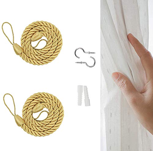 Gardinen Raffhalter, Curtain Rope Buckle, Geflochtene Vorhang Raffhalter, Raffhalter für Durchsichtige und Verdunkelnde Vorhänge, Baumwollseil, 1 Paar von NANAOUS