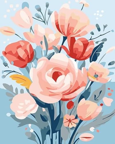 NANASUGUR DIY Mädchen Malen Nach Zahlen Erwachsene mit Pinsel und Acrylfarben Ölgemälde-Set als Geschenk für Kinder und Erwachsene,Rahmenlos 40X50CM Aquarell-Blume NANASUGUR DIY Mädchen Malen Nach Zahlen Erwachsene mit Pinsel und Acrylfarben Ölgemälde-Set als Geschenk für Kinder und Erwachsene,Rahmenlos 40X50CM Aquarell-Blume von NANASUGUR