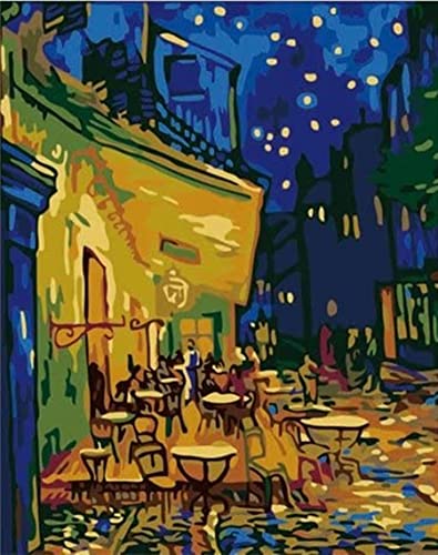 NANASUGUR Malen Nach Zahlen, Malen Nach Zahlen für Erwachsene Anfänger Kinder, Zuhause Wanddekoration Rahmenlos 40X50CM Van-Gogh-Café von NANASUGUR