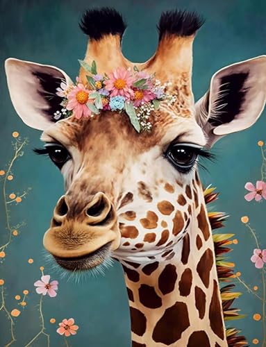NANASUGUR Malen Nach Zahlen Erwachsene, DIY Handbemalte Ölgemälde Kits Für Wohnkultur Leinwand Gemälde Geschenk Für Erwachsene Anfänger Kinder,Giraffe 40x50CM Ohne Rahmen von NANASUGUR