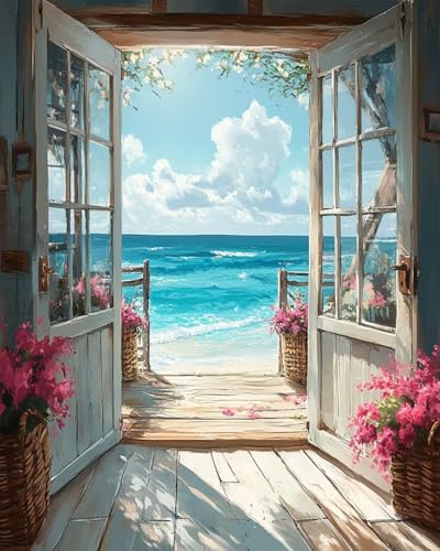 NANASUGUR Malen nach Zahlen Erwachsene, DIY Malen nach Zahlen auf Leinwand Öl Gemälde Set Paint by Numbers Adult mit Acrylfarbe Leinwand und 4 Pinsel zur Geschenk und Heimdekoration Ohne Rahmen von NANASUGUR