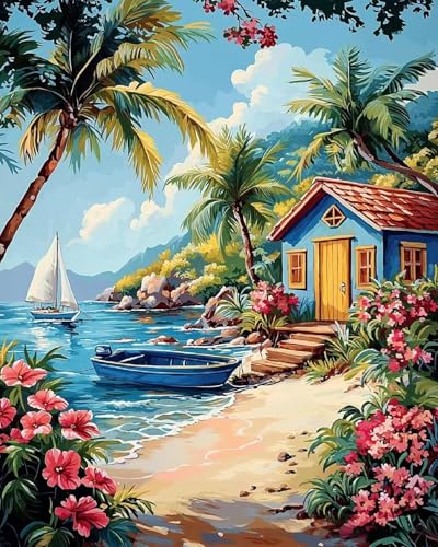 NANASUGUR Malen nach Zahlen Erwachsene, DIY Malen nach Zahlen auf Leinwand Öl Gemälde Set Paint by Numbers Adult mit Acrylfarbe Leinwand und 4 Pinsel zur Geschenk und Heimdekoration Ohne Rahmen von NANASUGUR