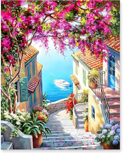 NANASUGUR Malen nach Zahlen Erwachsene, DIY Malen nach Zahlen auf Leinwand Öl Gemälde Set Paint by Numbers Adult mit Acrylfarbe Leinwand und 4 Pinsel zur Geschenk und Heimdekoration Ohne Rahmen von NANASUGUR