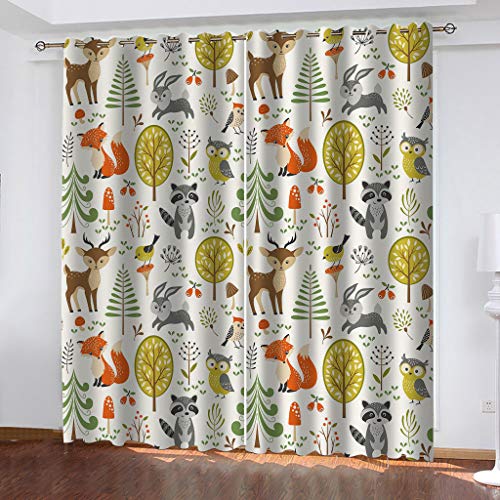 2Er Set Verdunkelungsvorhang 3D Druck Cartoon-Waldtiere Muster Vorhänge Blickdicht Gardinen Wohnzimmer Kinderzimmer Ösenvorhang Fensterdekoration Blickdichter 2Er Set Verdunkelungsvorhang 3D Druck Cartoon-Waldtiere Muster Vorhänge Blickdicht Gardinen Wohnzimmer Kinderzimmer Ösenvorhang Fensterdekoration Blickdichter von NANRUI Global Shopping