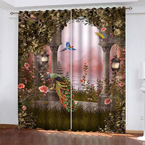 Verdunkelungsvorhänge 3D Gartentier Pfau Druck Muster Ösen Vorhang 2Er Set Vorhänge Blickdicht Gardinen Wohnzimmer Kinderzimmer Thermo Vorhänge Fensterdekoration Verdunkelungsvorhänge 3D Gartentier Pfau Druck Muster Ösen Vorhang 2Er Set Vorhänge Blickdicht Gardinen Wohnzimmer Kinderzimmer Thermo Vorhänge Fensterdekoration von NANRUI Global Shopping