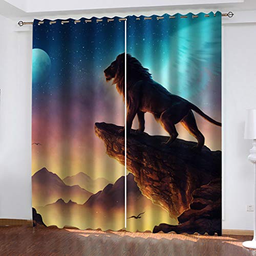 Vorhang Blickdicht Verdunkelungs Vorhänge Gardinen Wohnzimmer Schlafzimmer Kinderzimmer Mädchen Junge Thermovorhang Ösenvorhang 2Er Set 3D Druck Sternenhimmel Tier Löwe Dekoschals Fensterdekoration Vorhang Blickdicht Verdunkelungs Vorhänge Gardinen Wohnzimmer Schlafzimmer Kinderzimmer Mädchen Junge Thermovorhang Ösenvorhang 2Er Set 3D Druck Sternenhimmel Tier Löwe Dekoschals Fensterdekoration von NANRUI Global Shopping