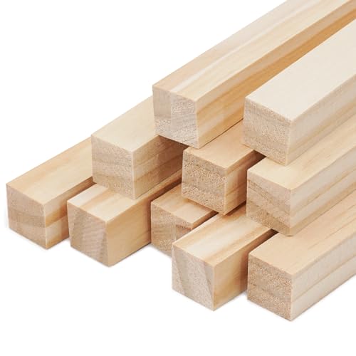 10PCS hölzerne quadratische Dübeln Stäbe Dübeln Sticks Holz 15 x 300 mm quadratische hölzerne Dübeln Stäbe Holz für Kunsthandwerk, unfertige Hartholz Sticks, DIYers, Home Decor (15mm) von NANXJIUR