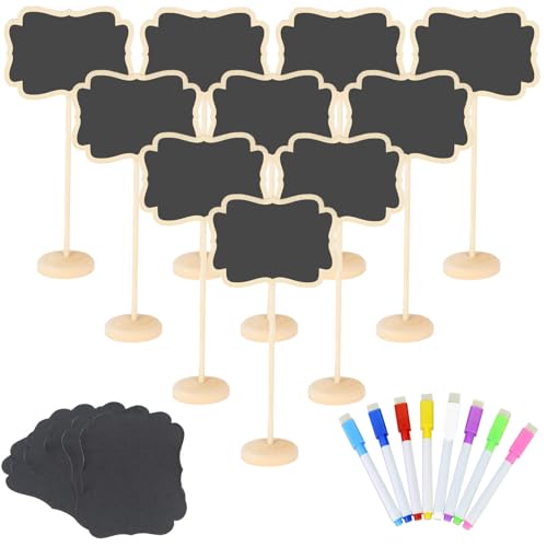 20 Pack Holz Mini Kreidetafel Zeichen und Ersatz Aufkleber, Lebensmittel-Etiketten für Party-Buffet, Blackboard für Message Board Zeichen, Hochzeiten Tischkarten, Geburtstagsparty (Bilderrahmen) von NANXJIUR