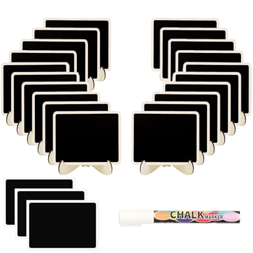 20 Pack Mini Kreidetafeln Schilder mit Staffelei stehen, kleine Rechteck Kreidetafeln Blackboard, Holz Tischkarten für Hochzeiten, Message Board Zeichen und Event-Dekoration, 1 Flüssigkeit Kreide 20 Pack Mini Kreidetafeln Schilder mit Staffelei stehen, kleine Rechteck Kreidetafeln Blackboard, Holz Tischkarten für Hochzeiten, Message Board Zeichen und Event-Dekoration, 1 Flüssigkeit Kreide von NANXJIUR