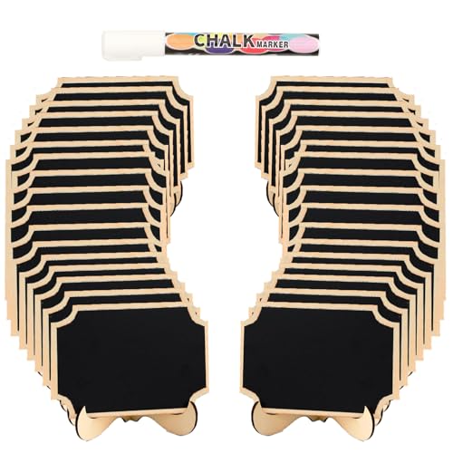20 Pack Mini Kreidetafeln Schilder mit Staffelei stehen, kleine Rechteck Kreidetafeln Blackboard, Holz Tischkarten für Hochzeiten, Message Board Zeichen und Event-Dekoration, 1 Flüssigkeit Kreide 20 Pack Mini Kreidetafeln Schilder mit Staffelei stehen, kleine Rechteck Kreidetafeln Blackboard, Holz Tischkarten für Hochzeiten, Message Board Zeichen und Event-Dekoration, 1 Flüssigkeit Kreide von NANXJIUR