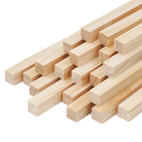 20PCS hölzerne quadratische Dübeln Stäbe Dübeln Sticks Holz 10 x 300 mm quadratische hölzerne Dübeln Stäbe Holz für Kunsthandwerk, unfertige Hartholz Sticks, DIYers, Home Decor (10mm) von NANXJIUR