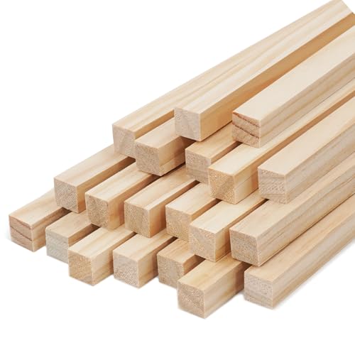 20PCS hölzerne quadratische Dübeln Stäbe Dübeln Sticks Holz 12 x 300 mm quadratische hölzerne Dübeln Stäbe Holz für Kunsthandwerk, unfertige Hartholz Sticks, DIYers, Home Decor (12mm) von NANXJIUR