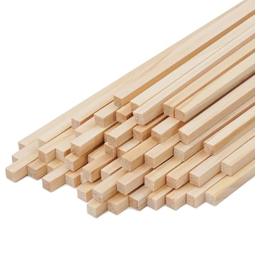 50PCS hölzerne quadratische Dübeln Stäbe Dübeln Sticks Holz 6 x 300 mm quadratische hölzerne Dübeln Stäbe Holz für Kunsthandwerk, unfertige Hartholz Sticks, DIYers, Home Decor (6mm) von NANXJIUR