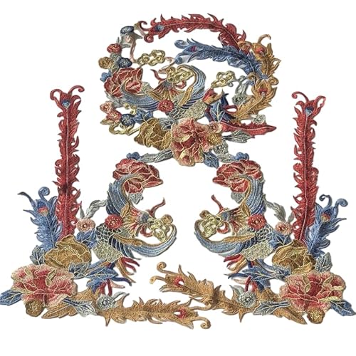 NANZU 1/3-teiliges Set, 43/33 cm, rund, Phoenix-Stickerei-Flicken für Kleidung, Größe L, Stickerei-Flicken zum Aufbügeln für Kleidung, Jeans NANZU 1/3-teiliges Set, 43/33 cm, rund, Phoenix-Stickerei-Flicken für Kleidung, Größe L, Stickerei-Flicken zum Aufbügeln für Kleidung, Jeans von NANZU