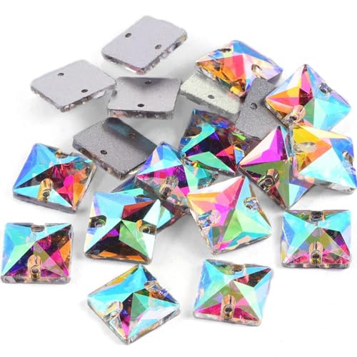 NANZU 15~45 Stück 10~22 mm quadratische Glas-Strasssteine zum Aufnähen weiße Aufnäher-Strasssteine mit Flacher Rückseite Glasstein Kristall AB für Hochzeitskleider NANZU 15~45 Stück 10~22 mm quadratische Glas-Strasssteine zum Aufnähen weiße Aufnäher-Strasssteine mit Flacher Rückseite Glasstein Kristall AB für Hochzeitskleider von NANZU